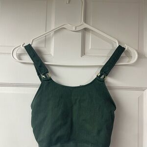 Aerie Dark Green Ribbed Tank/Bra